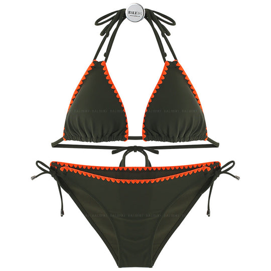 Damen Triangel-Bikini-Set mit verstellbaren Trägern und zartem Rüschendetail EB