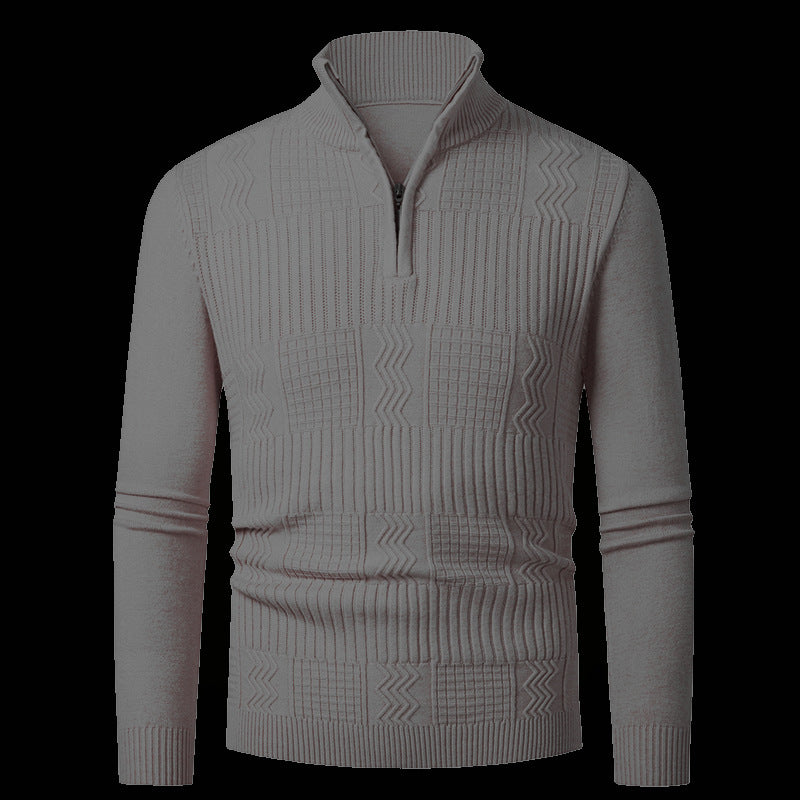 Herren Strickpullover mit modernem Reißverschluss und strukturierter Oberfläche EB