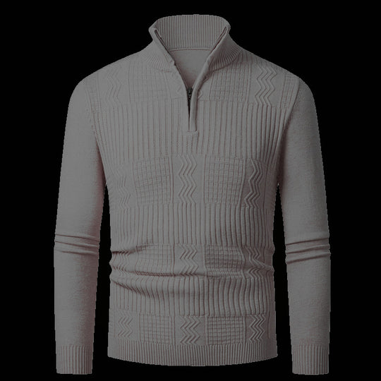 Herren Strickpullover mit modernem Reißverschluss und strukturierter Oberfläche EB