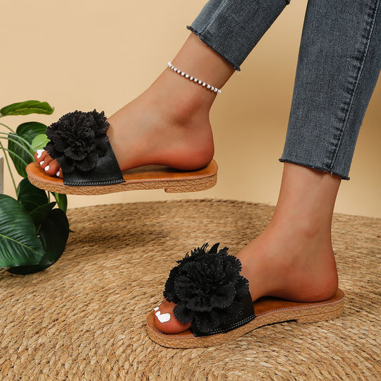 Damen Pantoletten mit dekorativen Blumendetails EB