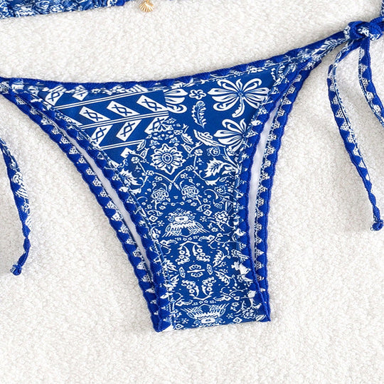 Damen Triangel-Bikini-Set mit verspieltem Bindedesign EB