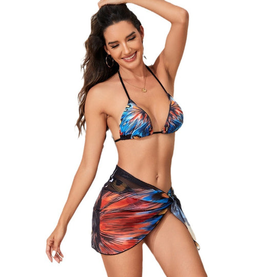Damen Triangel-Bikini-Set mit schickem Wickelrock EB