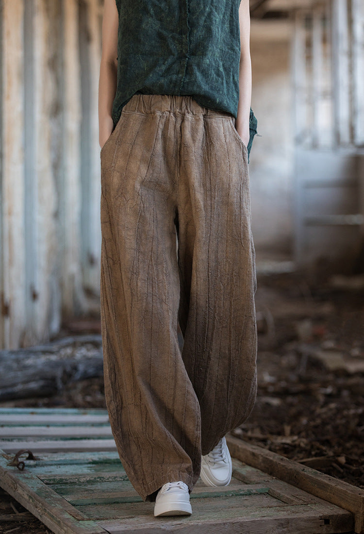 Damen weite Hose mit strukturierter Oberfläche EB