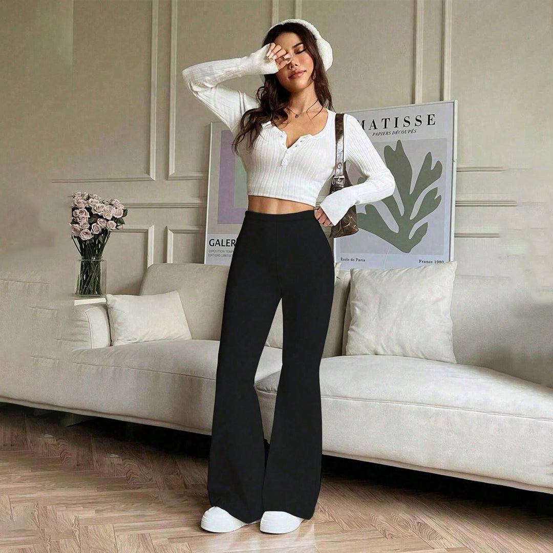 Damen Hohe Taille Flared Pants EB