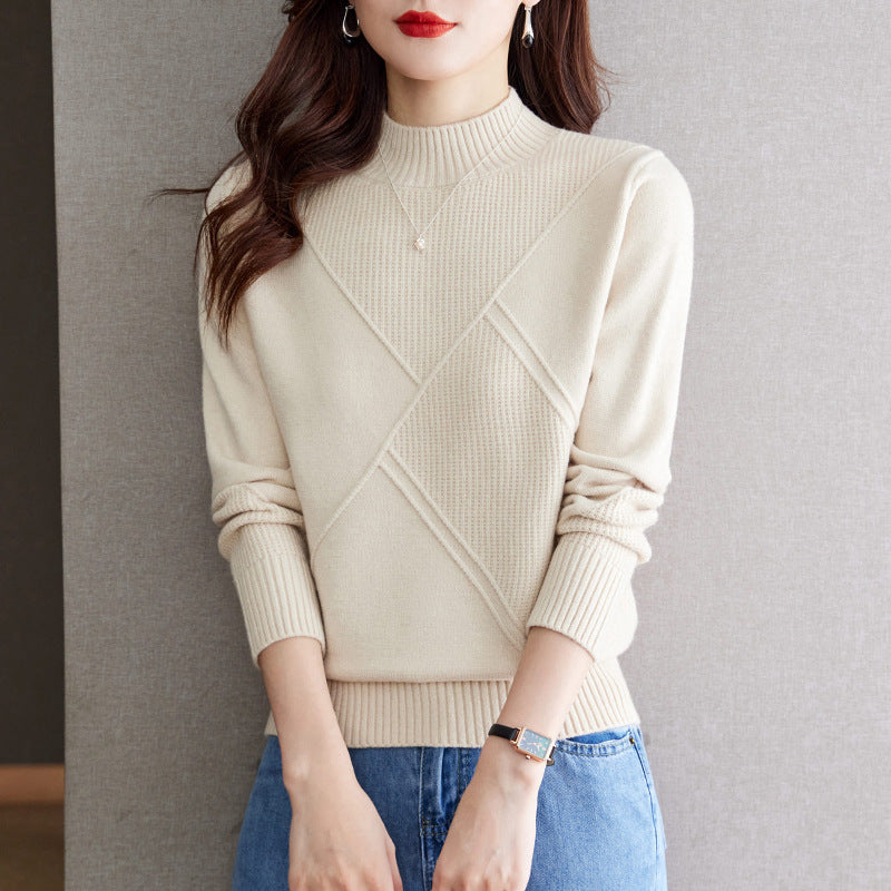 Damen eleganter Pullover mit strukturiertem Rippdesign EB