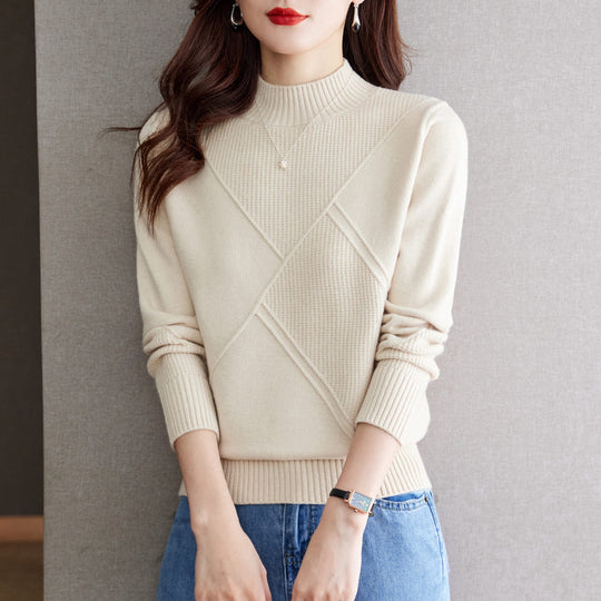 Damen eleganter Pullover mit strukturiertem Rippdesign EB