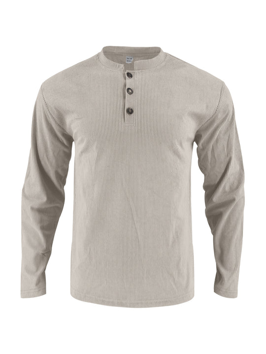 Herren Langarmshirt mit modischer Stehkragen und Knopfleiste EB