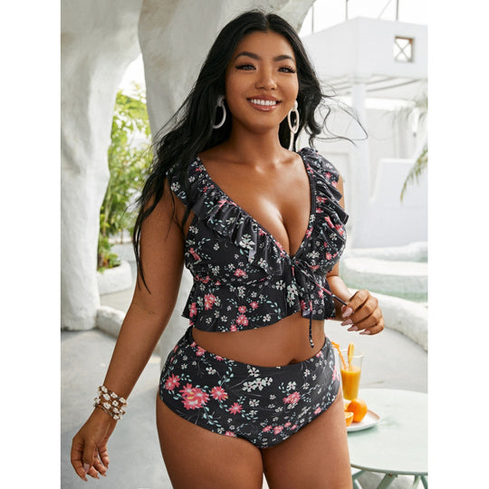 Damen Bikini-Set mit Rüschendesign und verstellbarem Oberteil EB