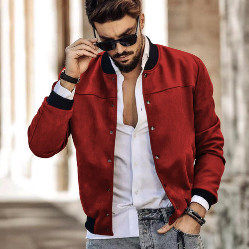 Herren sportliche Collegejacke mit seitlichen Reißverschlusstaschen EB