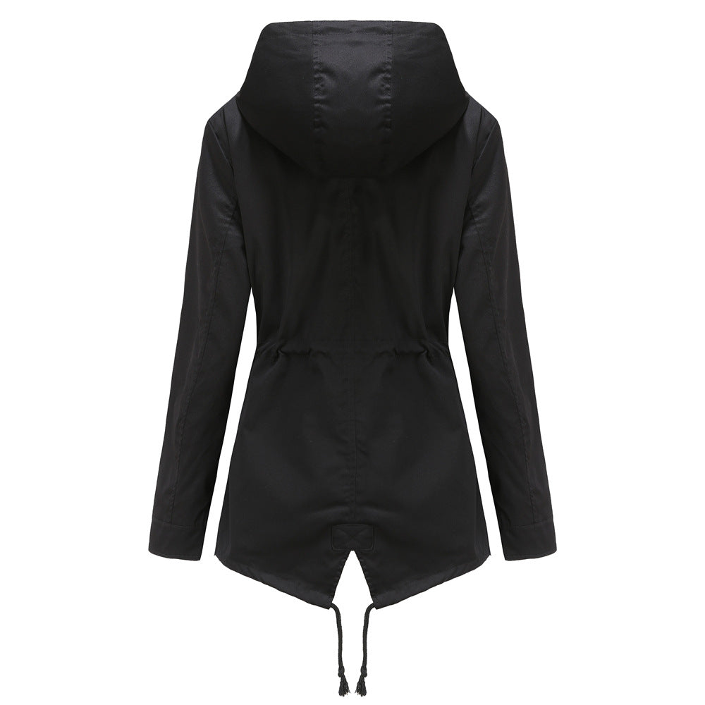 Damen nan wasserabweisender Parka mit taillenkordel und asymmetrischem Saum EB
