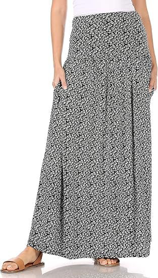 Damen Maxi-Rock mit elastischem Bund und Taschen EB