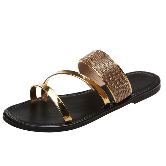 Damen Glitzernde Riemensandalen mit eleganter Zierde EB