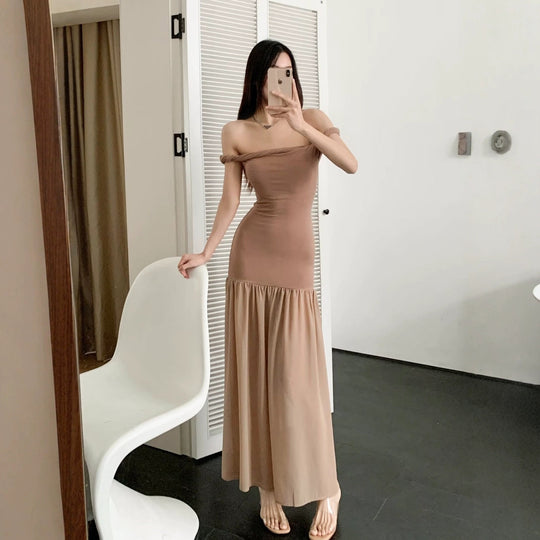 Damen Maxi-Kleid mit elegantem Schößchen EB