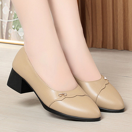 Damen Elegante Pumps mit komfortablem Blockabsatz und dekorativem Akzent EB