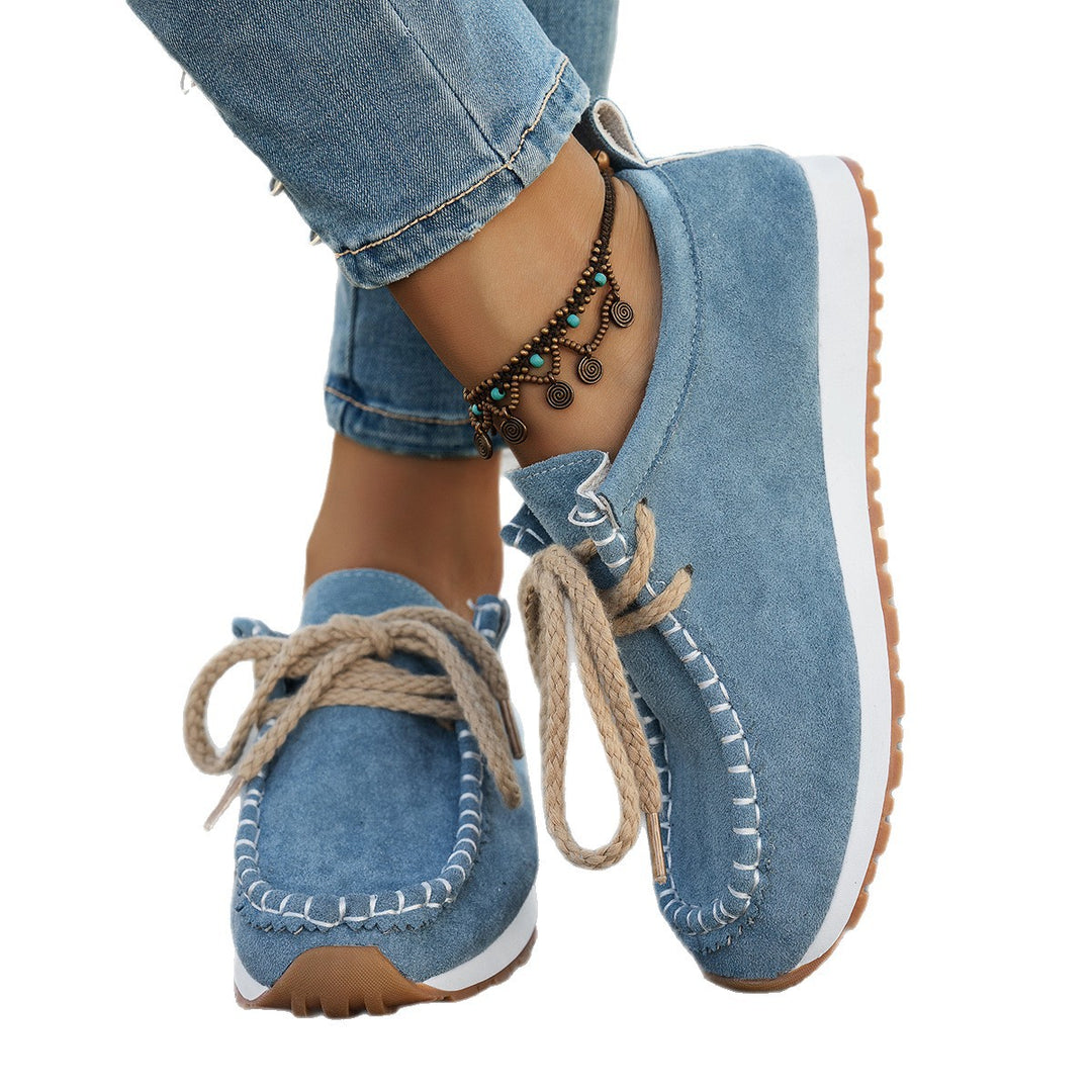 Damen Freizeit-Sneaker aus weichem Wildleder mit dekorativer Schnürung EB