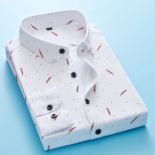 Herren nan Slim-Fit Business-Hemd mit feinem botanischem Print und Kentkragen EB
