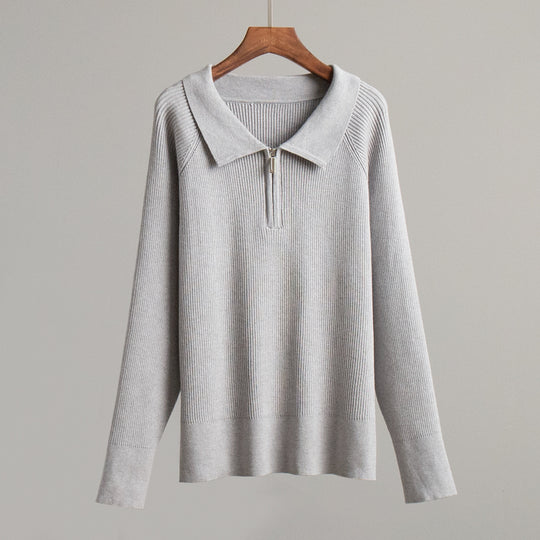 Damen Gemütlicher Feinstrickpullover mit Kängurutasche und Kragen EB