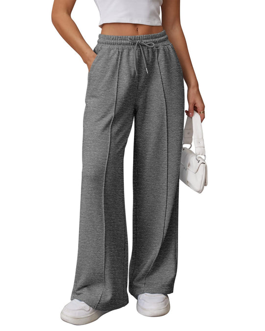 Damen nan High-Waist Relax-Freizeithose mit doppeltem Rippbund, sichtbarer Bügelfalte und weitem Bein EB