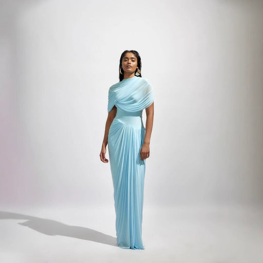 Damen Maxikleid mit eleganter Drapierung und asymmetrischen Cut-Outs EB