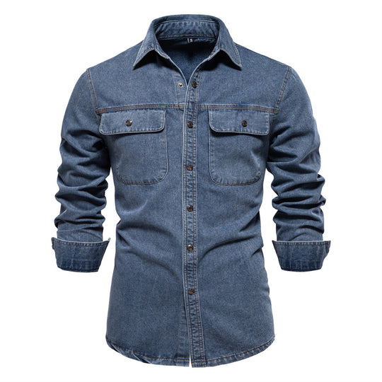 Herren Denim Hemd mit zwei Brusttaschen und modischem Schnitt EB