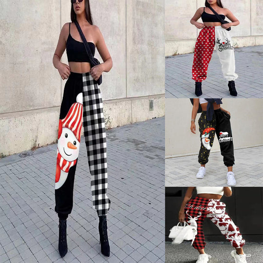 Damen Freizeithose mit lustigem Schneemann-Design EB