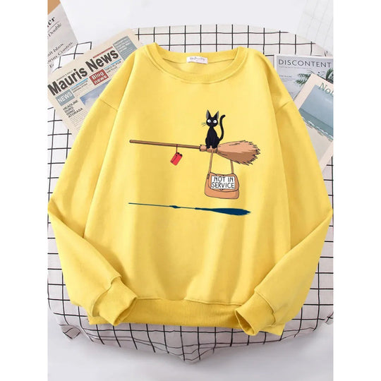 Damen Sweatshirt mit kreativem Katzenmotiv EB