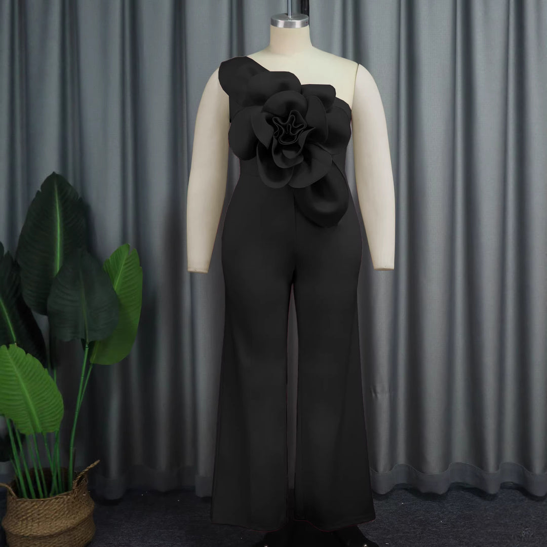 Damen Eleganter Jumpsuit mit floralem Schulterdetail EB