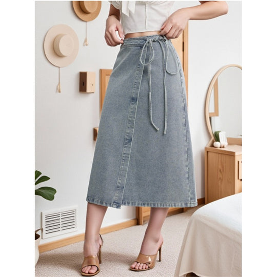 Damen Maxirock mit zeitlosem Wickeldesign und Gürteldetail EB