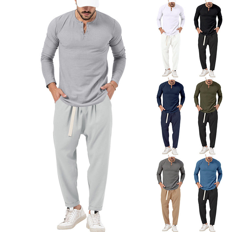 Herren Bequeme Jogginghose mit modischen Details und lässigem langarm Shirt EB