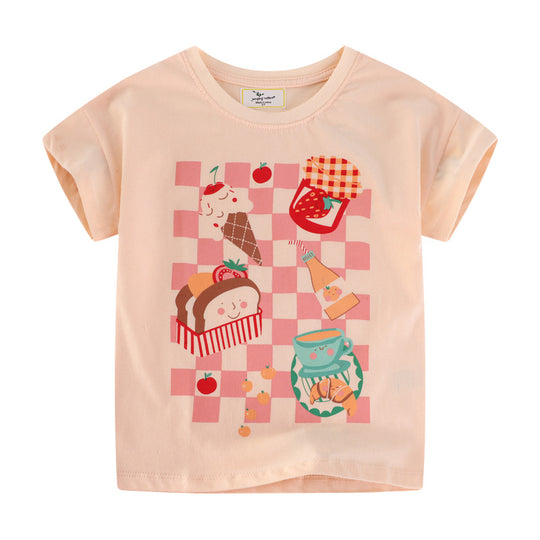 Mädchen T-Shirt mit fröhlichem Speisenmotiv EB