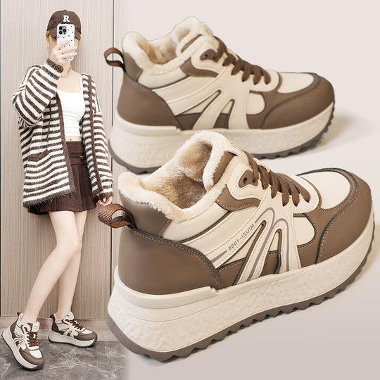 Damen High-Top Sneakers mit warmem Fleece Innenfutter und rutschfester Sohle EB
