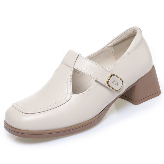 Damen Mary Jane Schuhe mit komfortablem Blockabsatz und modischem Schnallenakzent EB