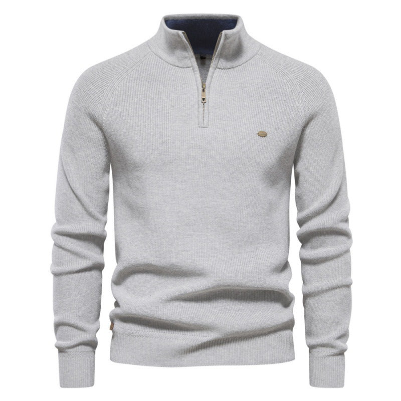 Herren Strickpullover mit halbem Reißverschluss und sportlichen Details EB