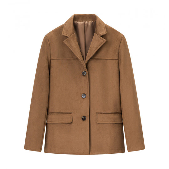 Damen klassische Blazerjacke aus weichem Material mit aufgesetzten Taschen EB