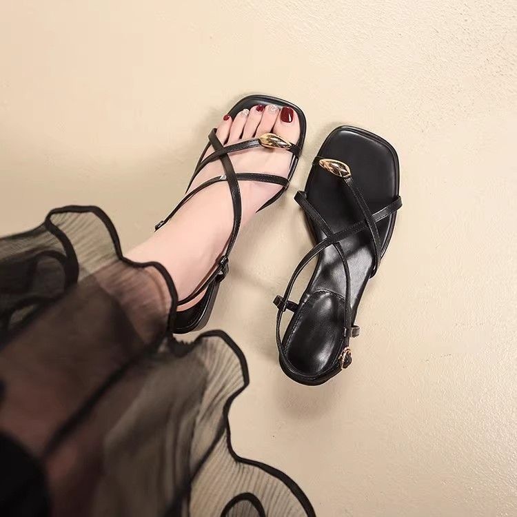 Damen elegante Sling-Sandalen mit modischem Riemchendesign und bequemen Blockabsatz EB