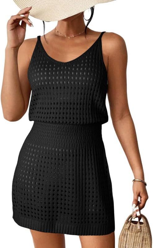 Damen luftiges Häkelkleid im Layering-Stil EB