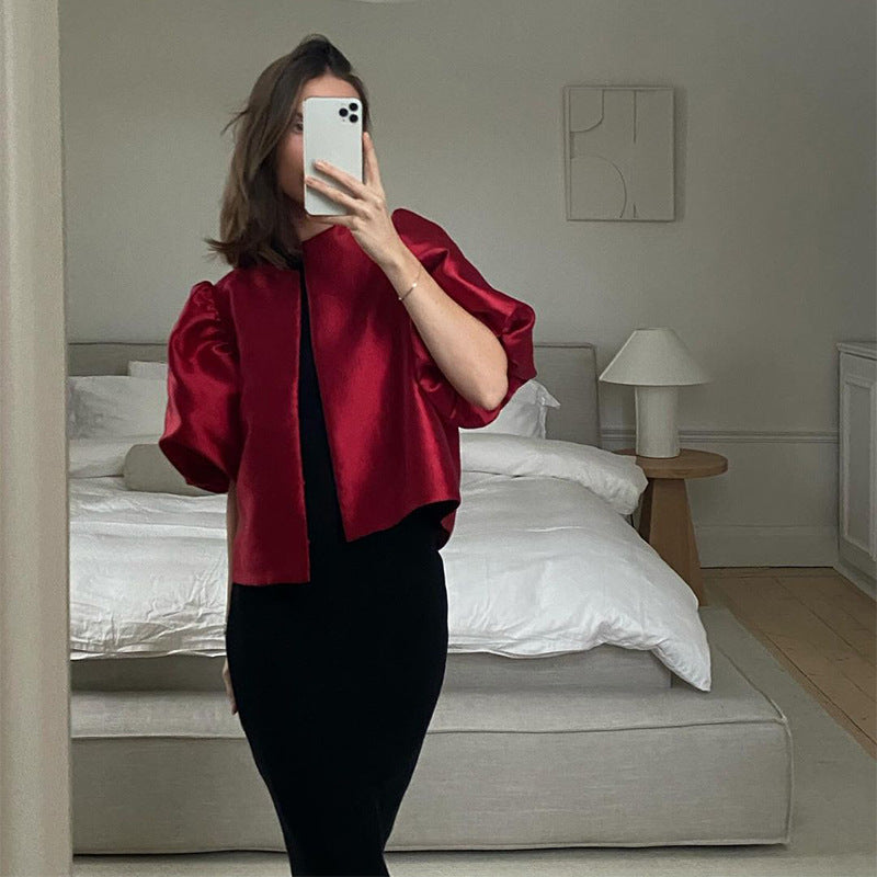 Damen stilvolle Bluse mit puffärmeln EB