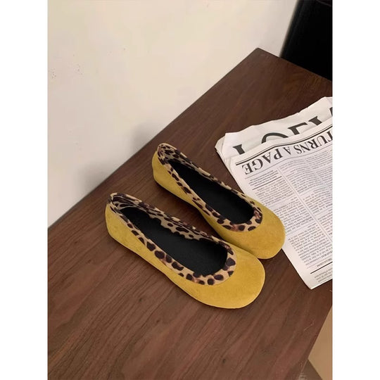 Damen Ballerinas mit modischem Leopardenmuster und bequemer Sohle EB