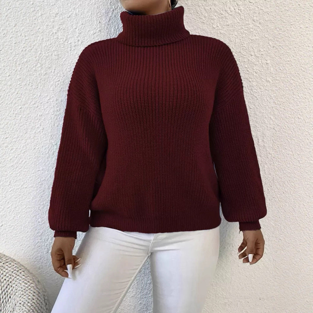Damen Gemütlicher chunky Pullover mit Rollkragen und strukturiertem Strick EB
