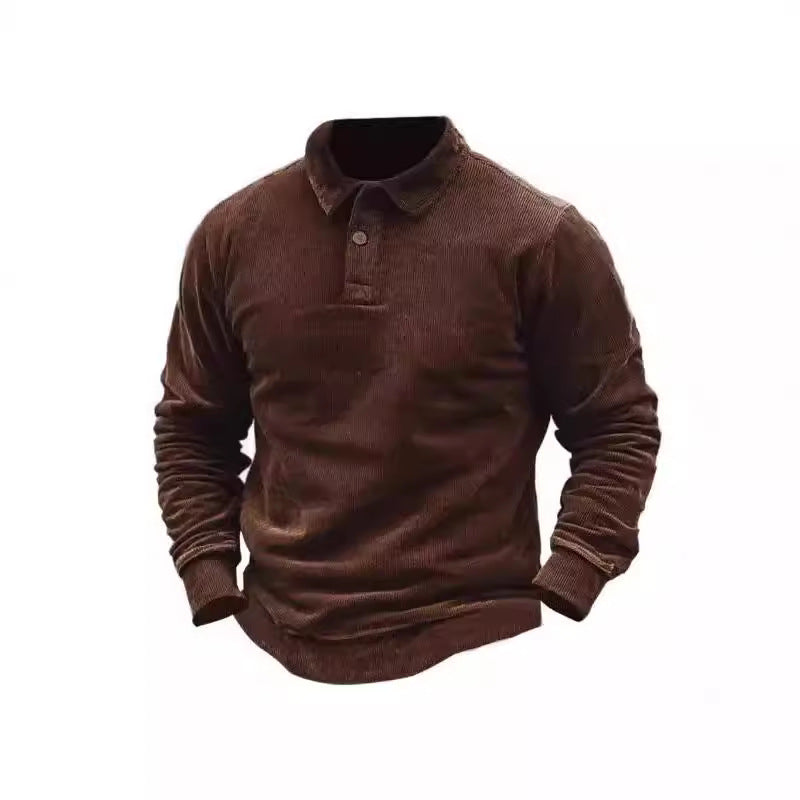 Herren Cord-Polohemd mit Knopfleiste und klassischem Kragen EB