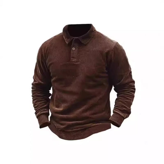 Herren Cord-Polohemd mit Knopfleiste und klassischem Kragen EB