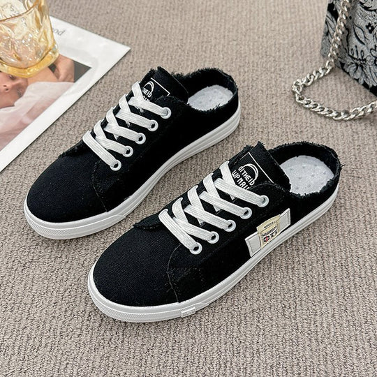 Damen lässige Slip-On Sneakers mit modischen Fransen und atmungsaktiver Sohle EB