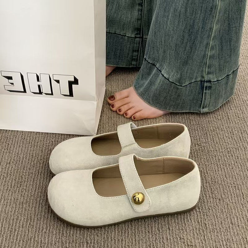Damen Komfortable Ballerinas mit elegantem Knopfdetail EB