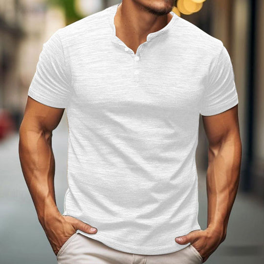 Herren Kurzarm-T-Shirt mit Knopfleiste EB