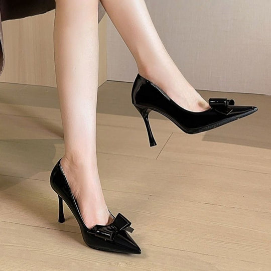 Damen elegante High Heel Pumps mit modischem Schleifendetail EB