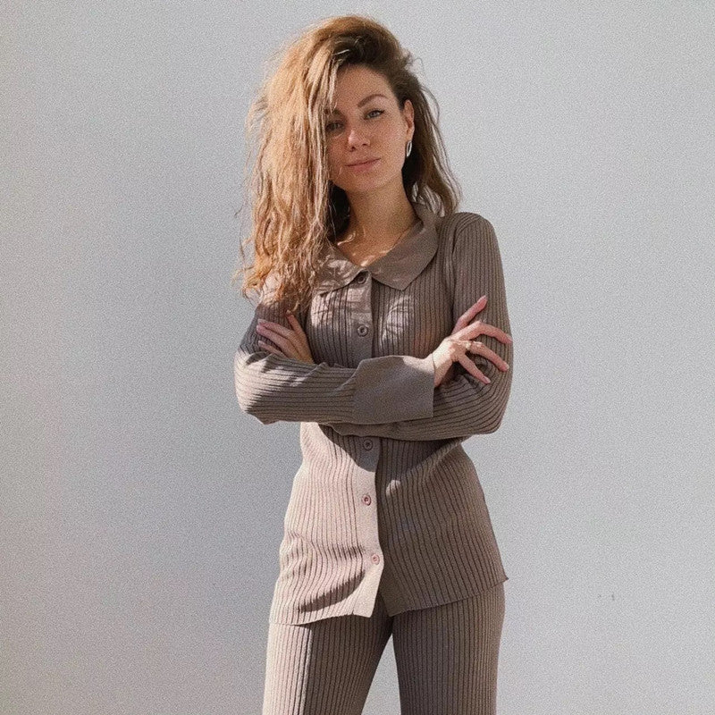 Damen 3-teilige Feinstrick-Loungewear-Set EB