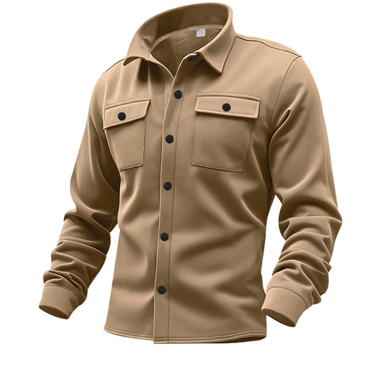 Herren lässige Button-Down Hemdjacke mit zwei seitlichen Brusttaschen und klassischem Kragen EB