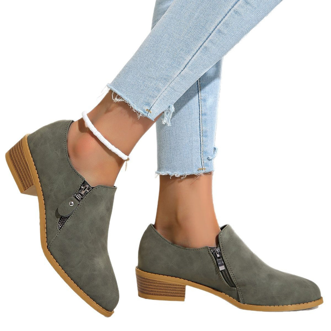 Damen Biker-Stiefeletten mit modischem Reißverschluss und bequemer Sohle EB