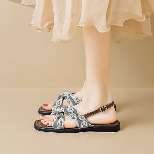 Damen elegante Zehentrenner mit modischem Knoten-Design und rutschfester Sohle EB