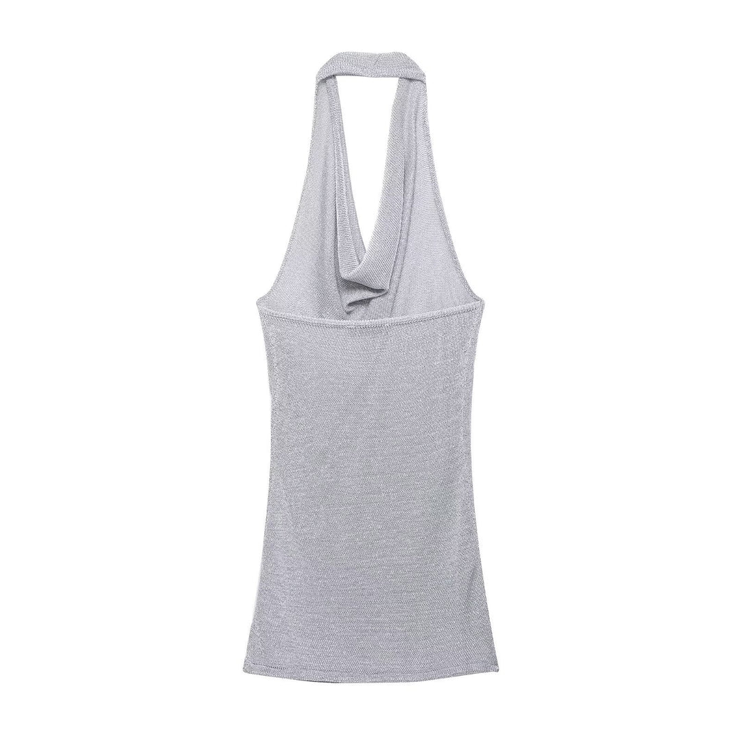 Damen Haltertop mit elegantem Wasserfallausschnitt und figurumspielendem Schnitt EB